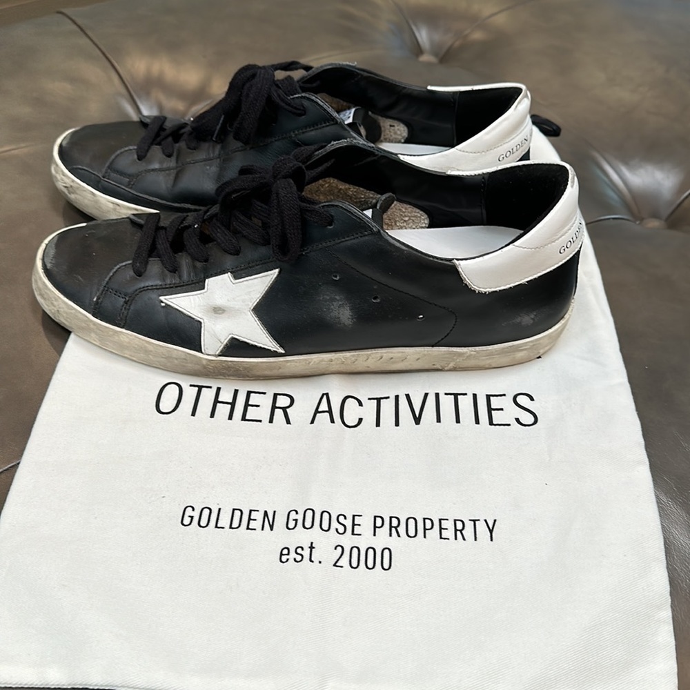 Men’s black and white leather golden goose shoes size 43 - Picture 3 of 4